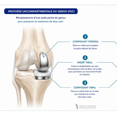 schema prothese unicompartimentale de genou dr thomas stevignon specialiste genou chirurgien orthopedique paris
